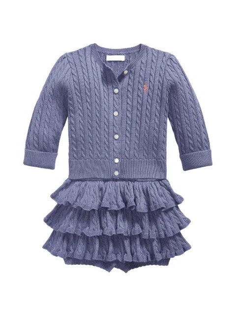 POLO RALPH LAUREN KIDS cable-knit ruffled skirt set