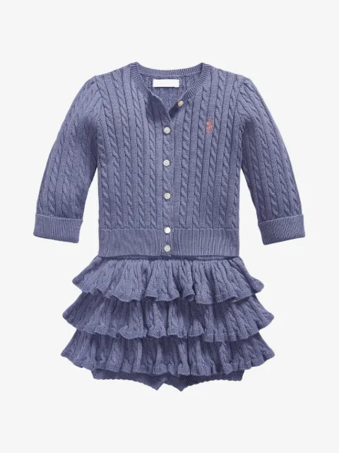 POLO RALPH LAUREN KIDS cable-knit ruffled skirt set