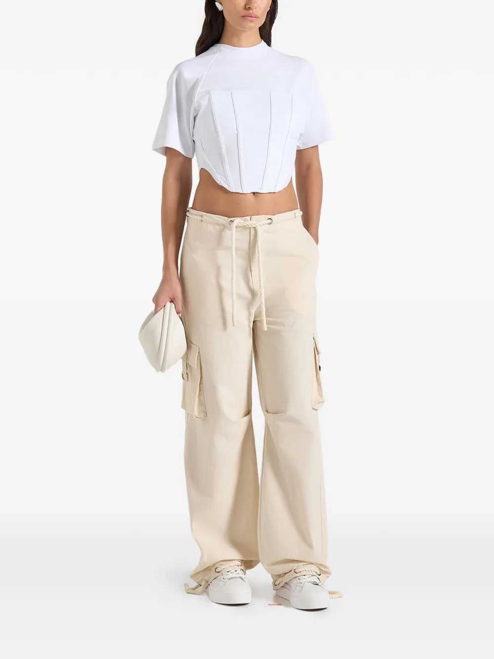 Manière De Voir Rosa ripstop parachute cargo broek Beige