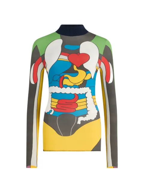 Jean Paul Gaultier body map print long-sleeved top