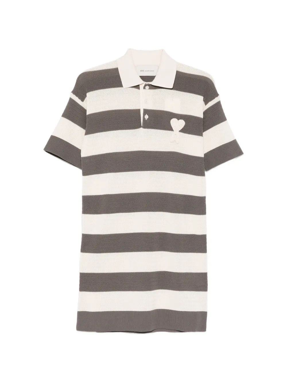 AMI Paris striped heart appliqué dress - Grau