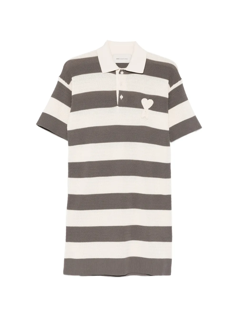 AMI Paris striped heart appliqué dress - Grigio