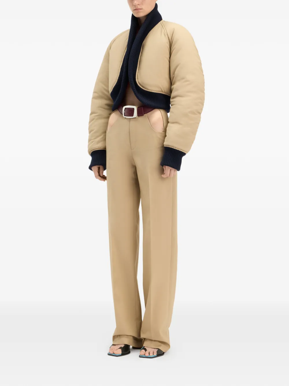 Jean Paul Gaultier Geribbeld bomberjack Beige