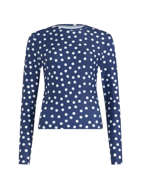 Jean Paul Gaultier Polka Dot Long Sleeves Top in Blue