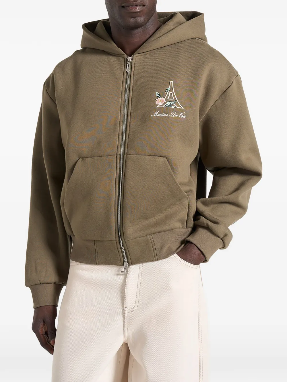 Manière De Voir floral zip hoodie - Verde