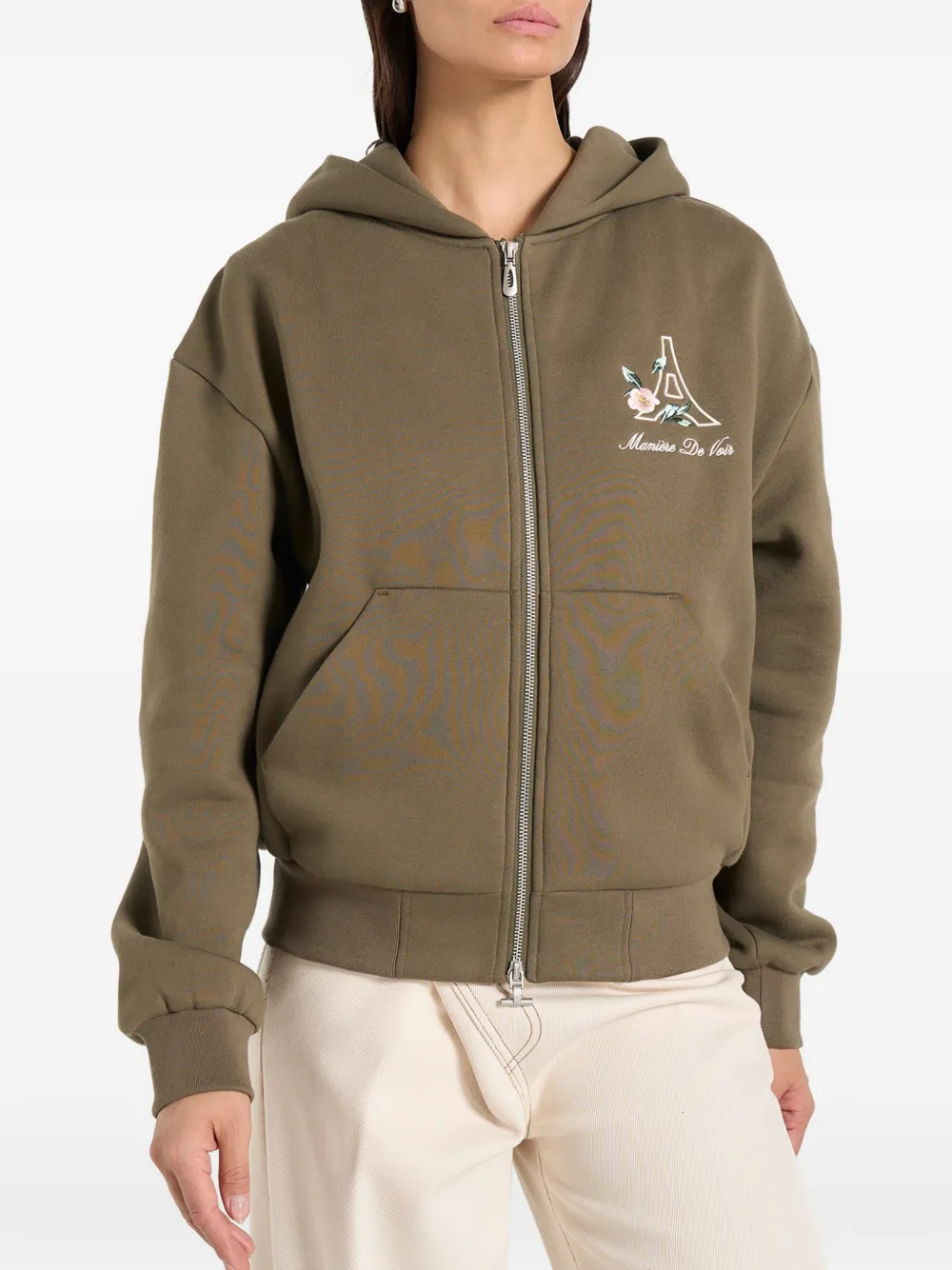 Manière De Voir JS009 Eiffel hoodie met rits Groen