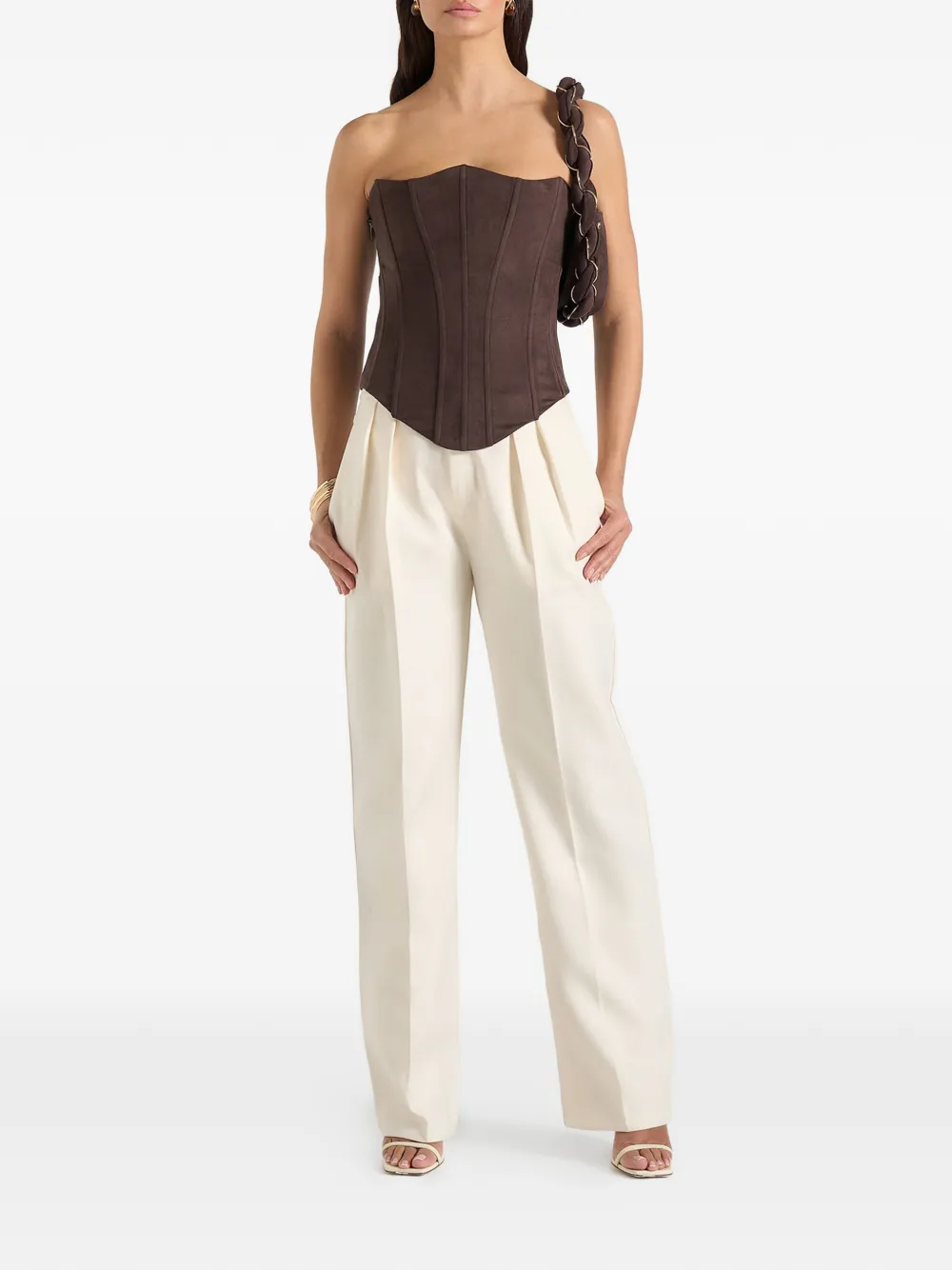  Manière De Voir Lace-up Suede Corset - Brown 