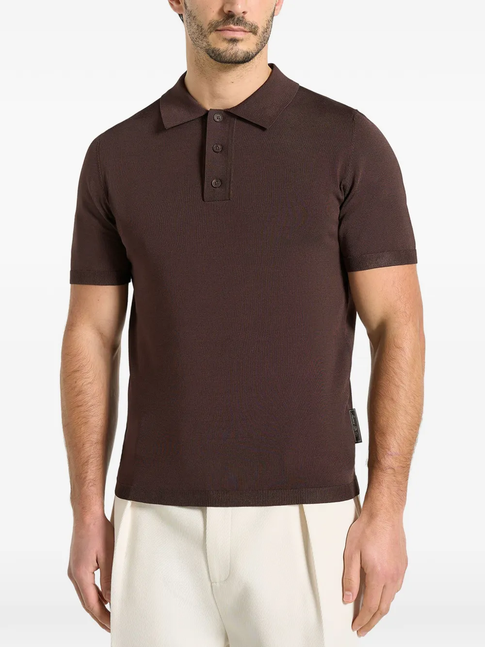 Manière De Voir ribbed knitted polo top - Marrone