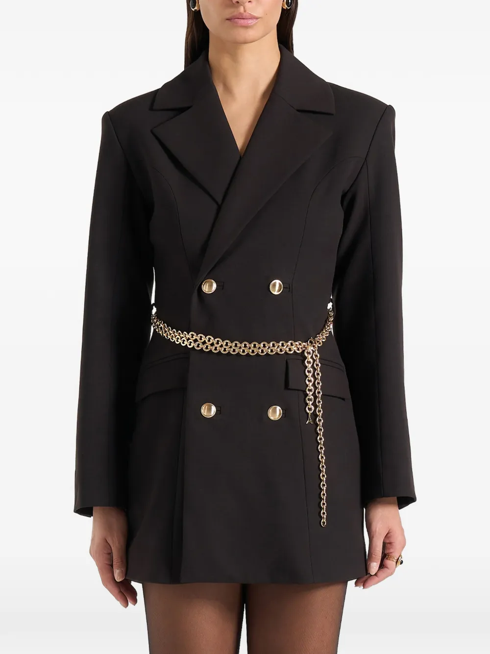 Manière De Voir double breasted chain blazer dress - Nero