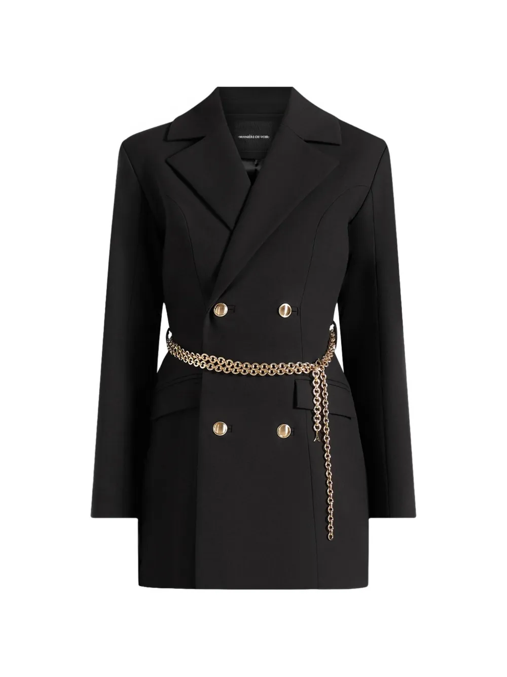 Manière De Voir double breasted chain blazer dress - Nero