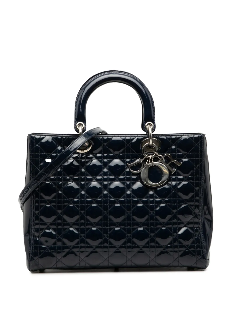 Christian Dior Pre-Owned 2011 Large Patent Cannage Lady Dior satchel - Blau