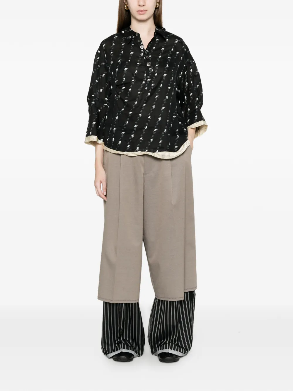  Undercover Bird Print Blouse - Black 