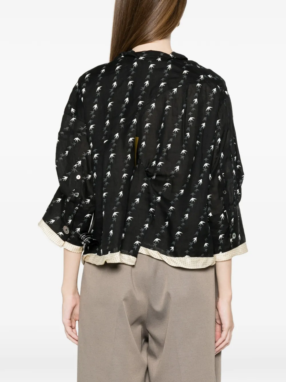 Undercover Blouse met vogelprint Zwart