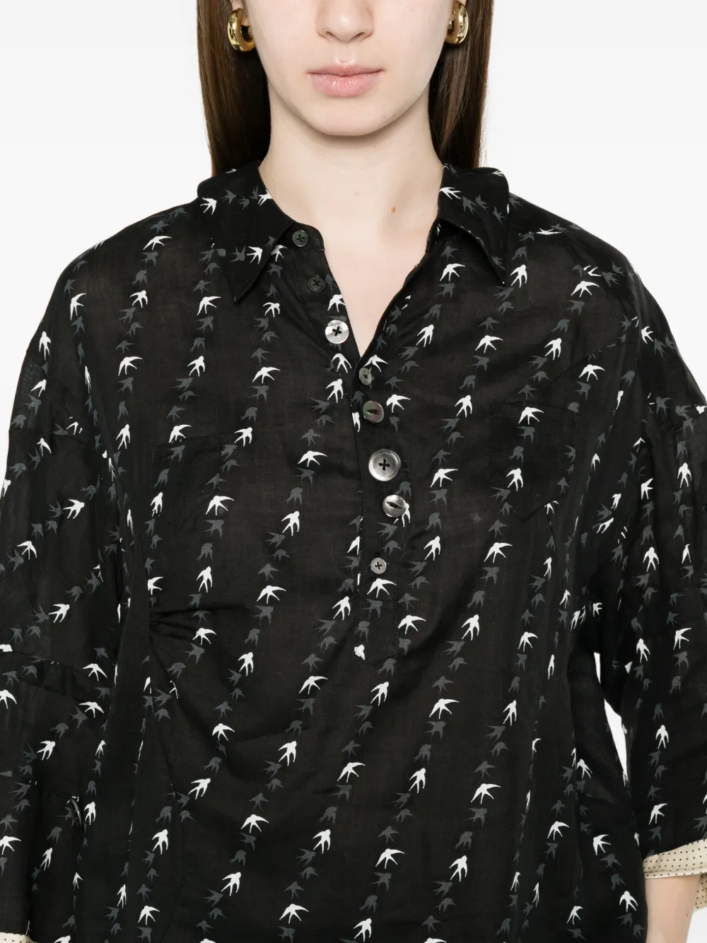 Undercover Blouse met vogelprint Zwart