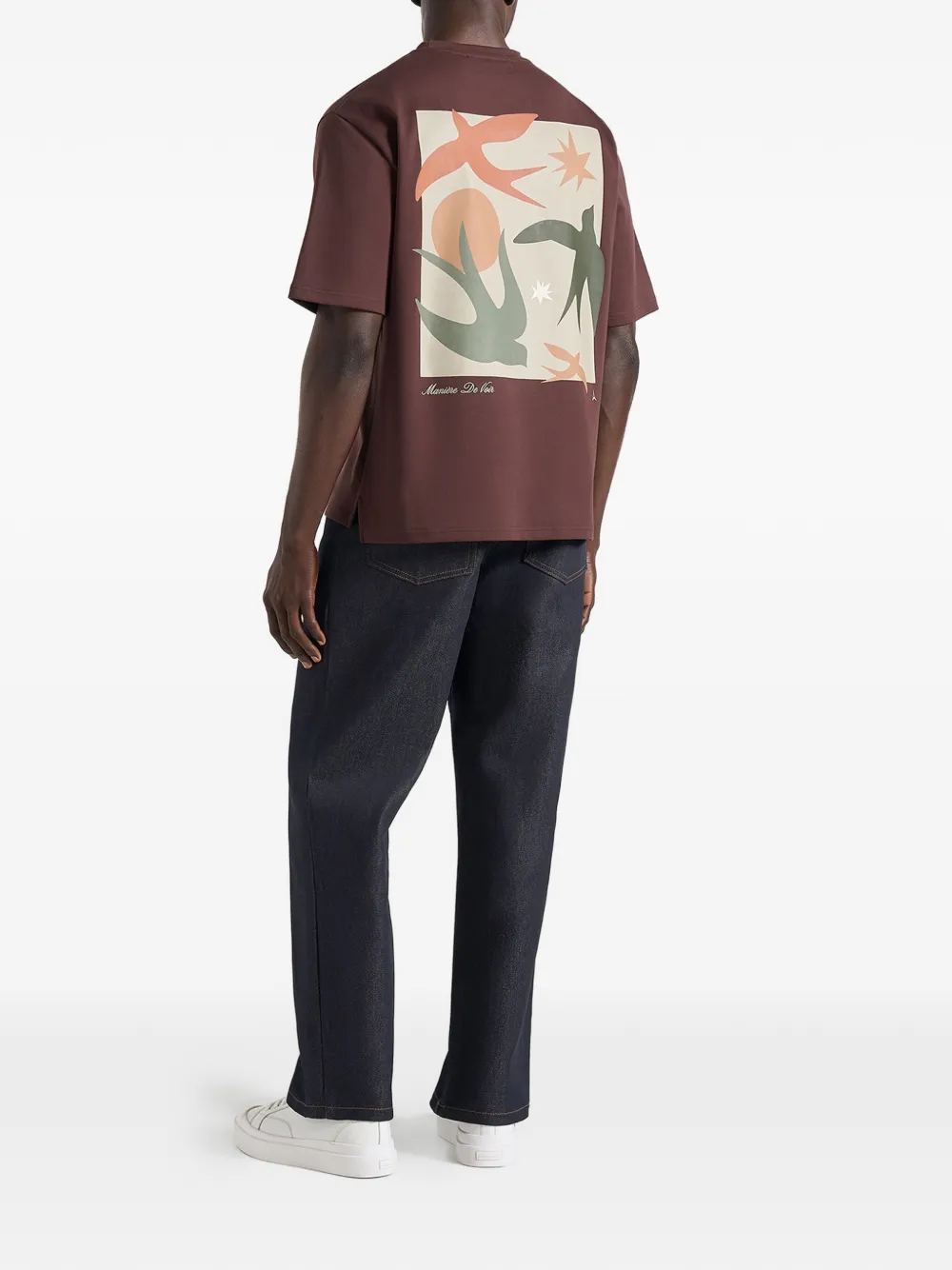 Manière De Voir Thibault katoenen T-shirt met vogeldetail Bruin
