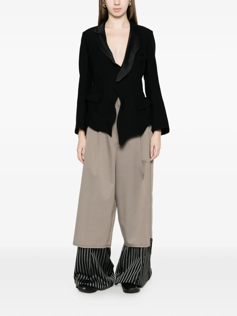  Undercover Notched Lapel Asymmetric Jacket - Black 