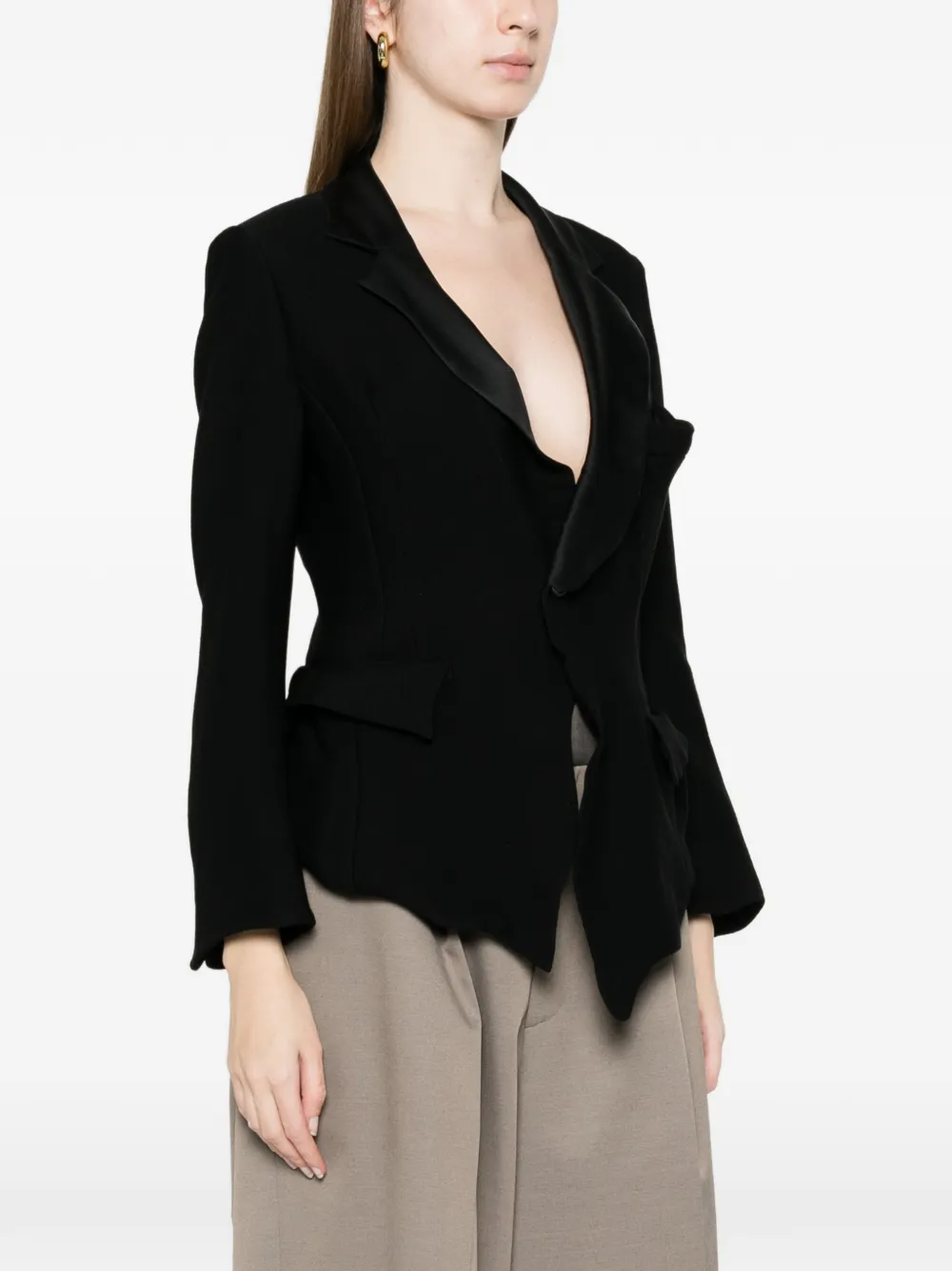  Undercover Notched Lapel Asymmetric Jacket - Black 