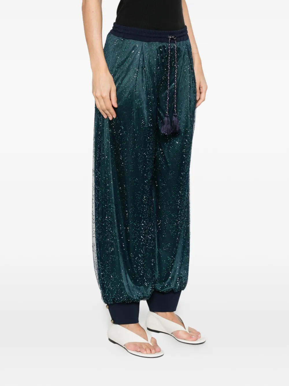 Giorgio Armani Broek met trekkoord en kwastje Blauw