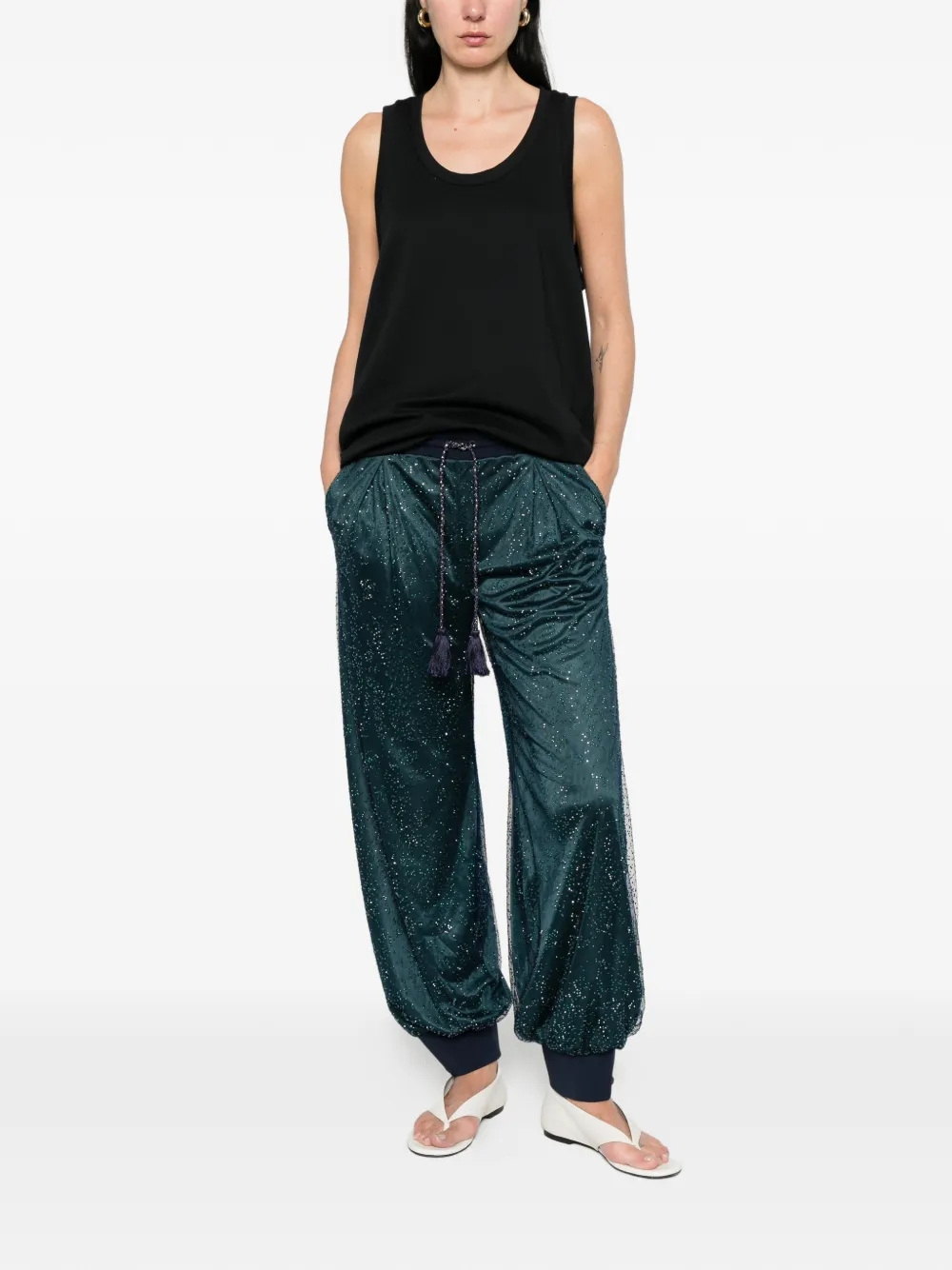 Giorgio Armani Broek met trekkoord en kwastje Blauw