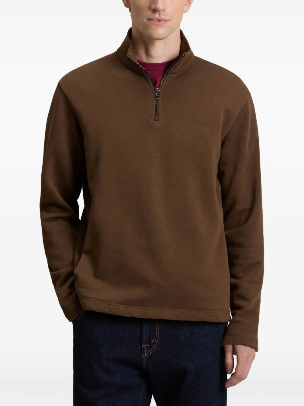 Woolrich Sweater met halve rits Bruin