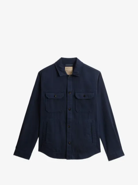 Woolrich button-down pockets-details cotton shirt jacket