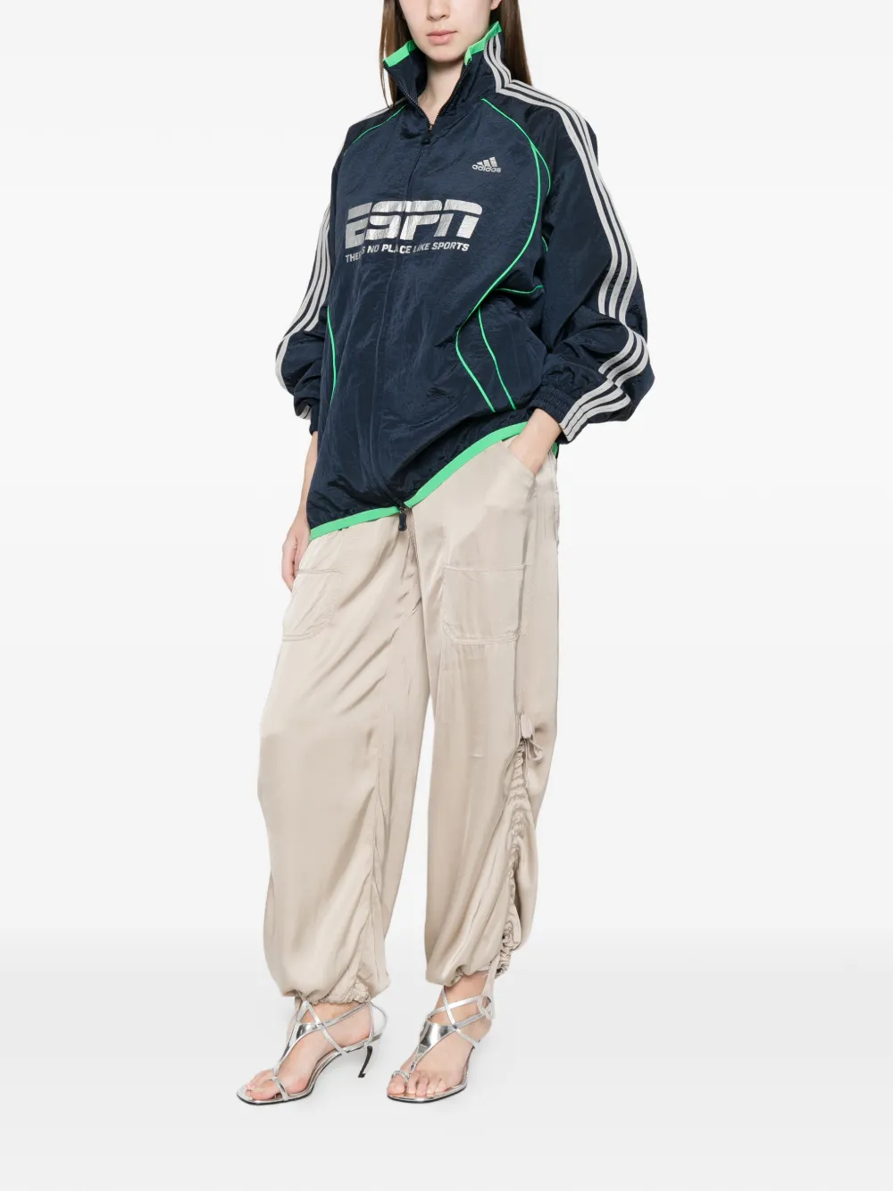  Adidas Three Stripes Graphic Jacket - Blue 