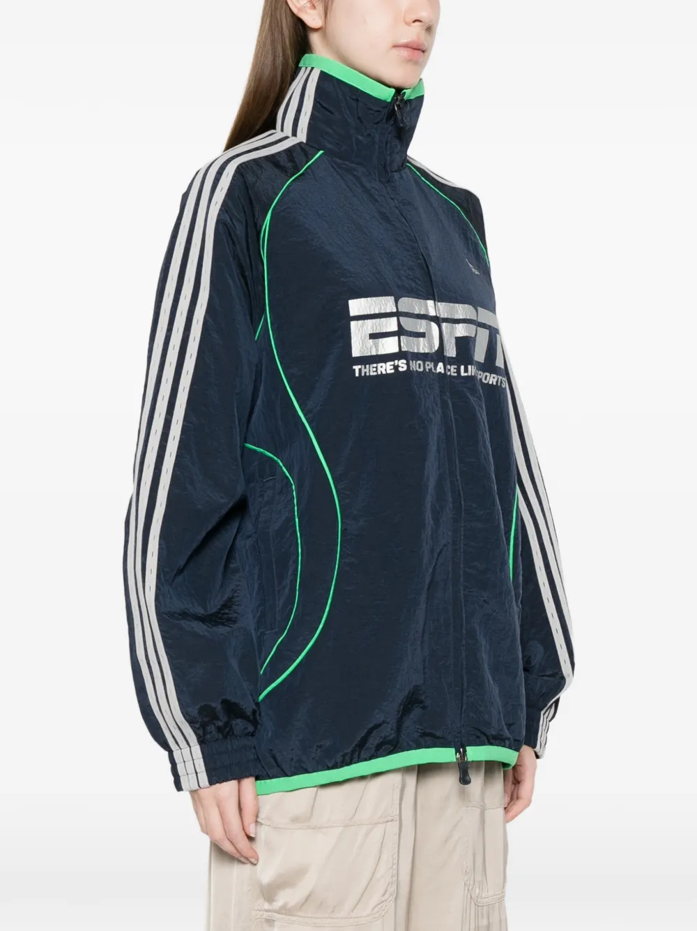  Adidas Three Stripes Graphic Jacket - Blue 