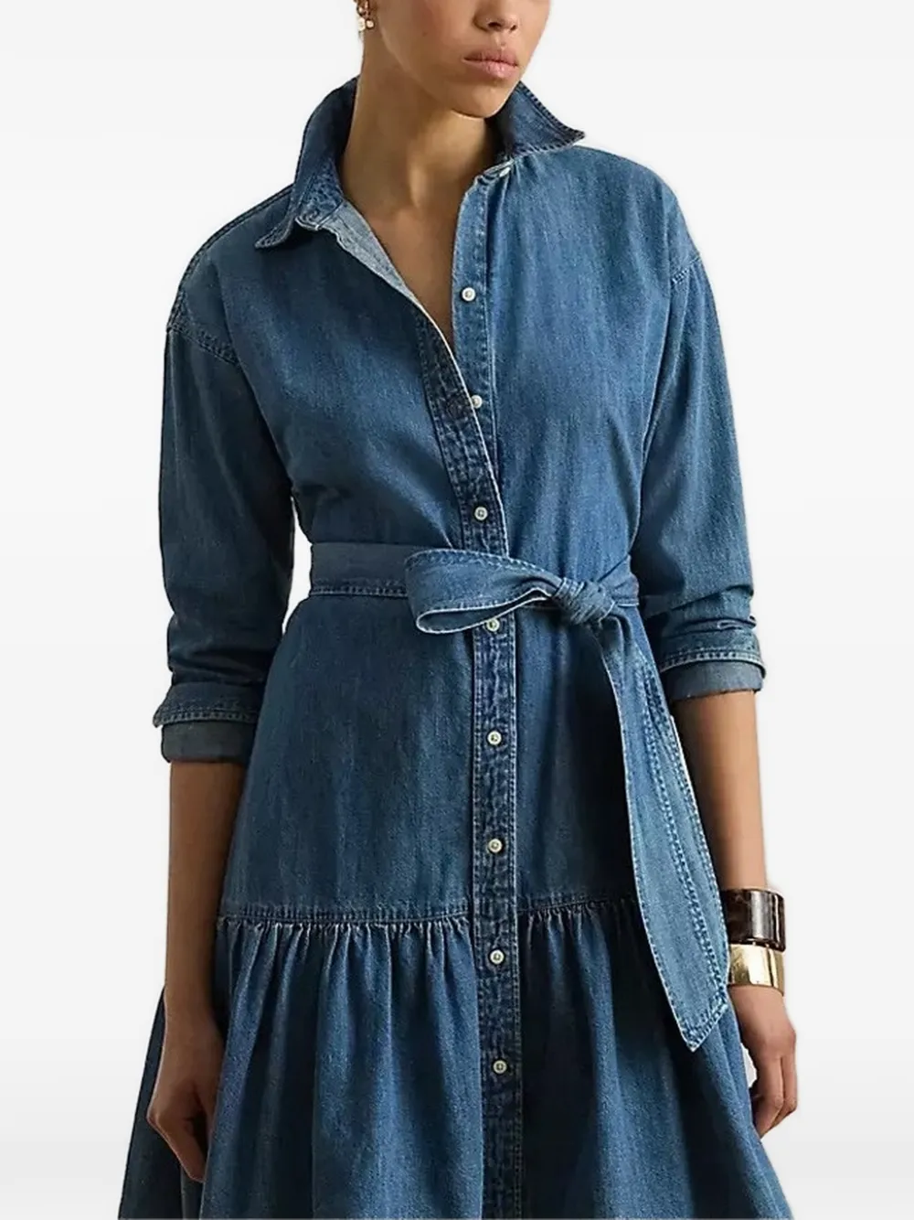 Lauren Ralph Lauren belted button-down mini dress - Blu