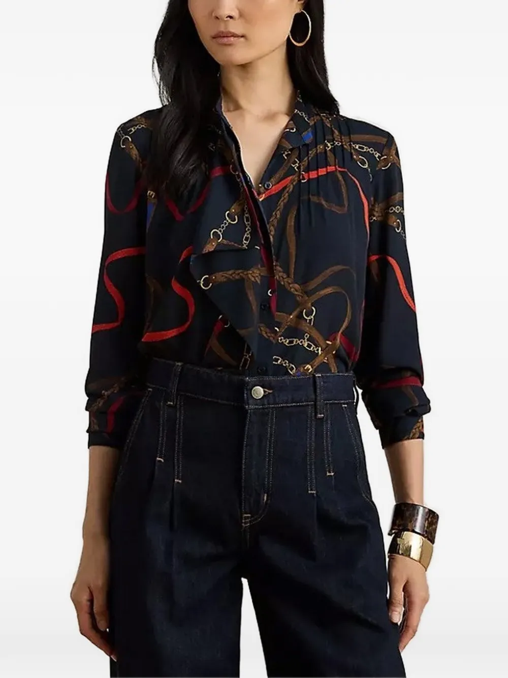 Lauren Ralph Lauren printed pleated shirt - Blau