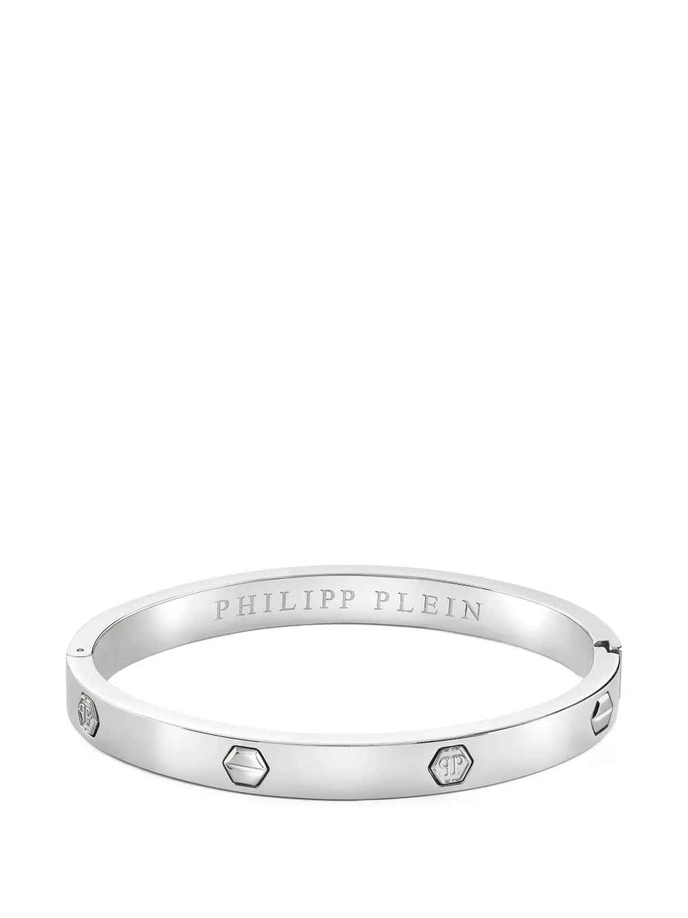 Philipp Plein Bracciale rigido con logo - Argento