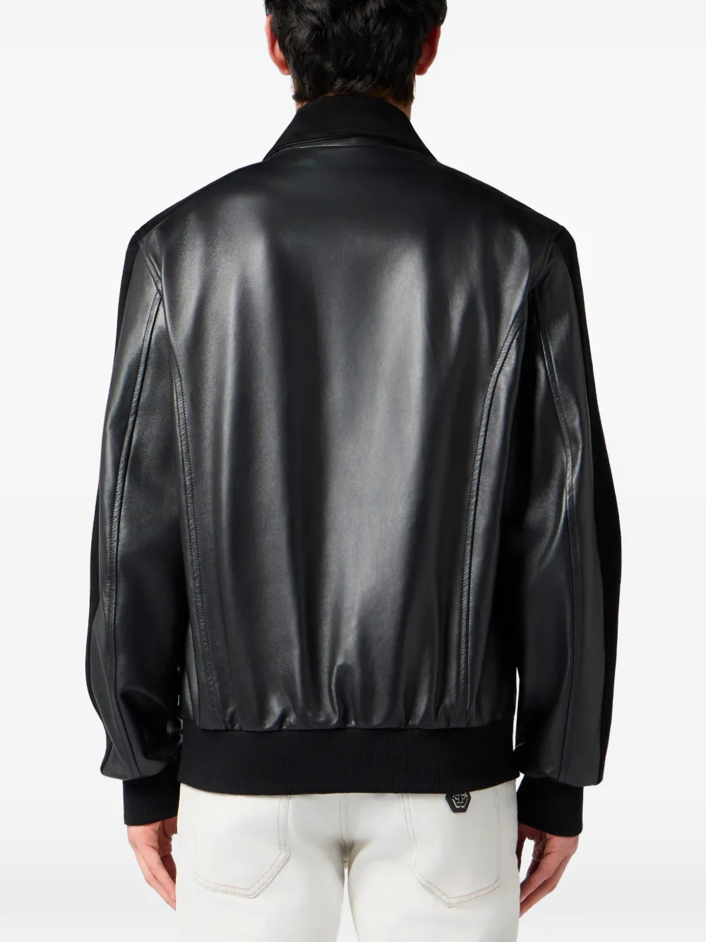 Philipp Plein Coster leren jack Zwart