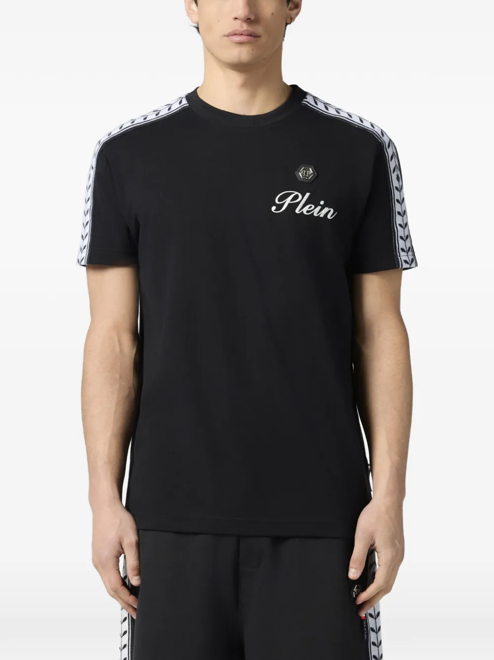 Philipp Plein T-shirt met ronde hals en band Zwart