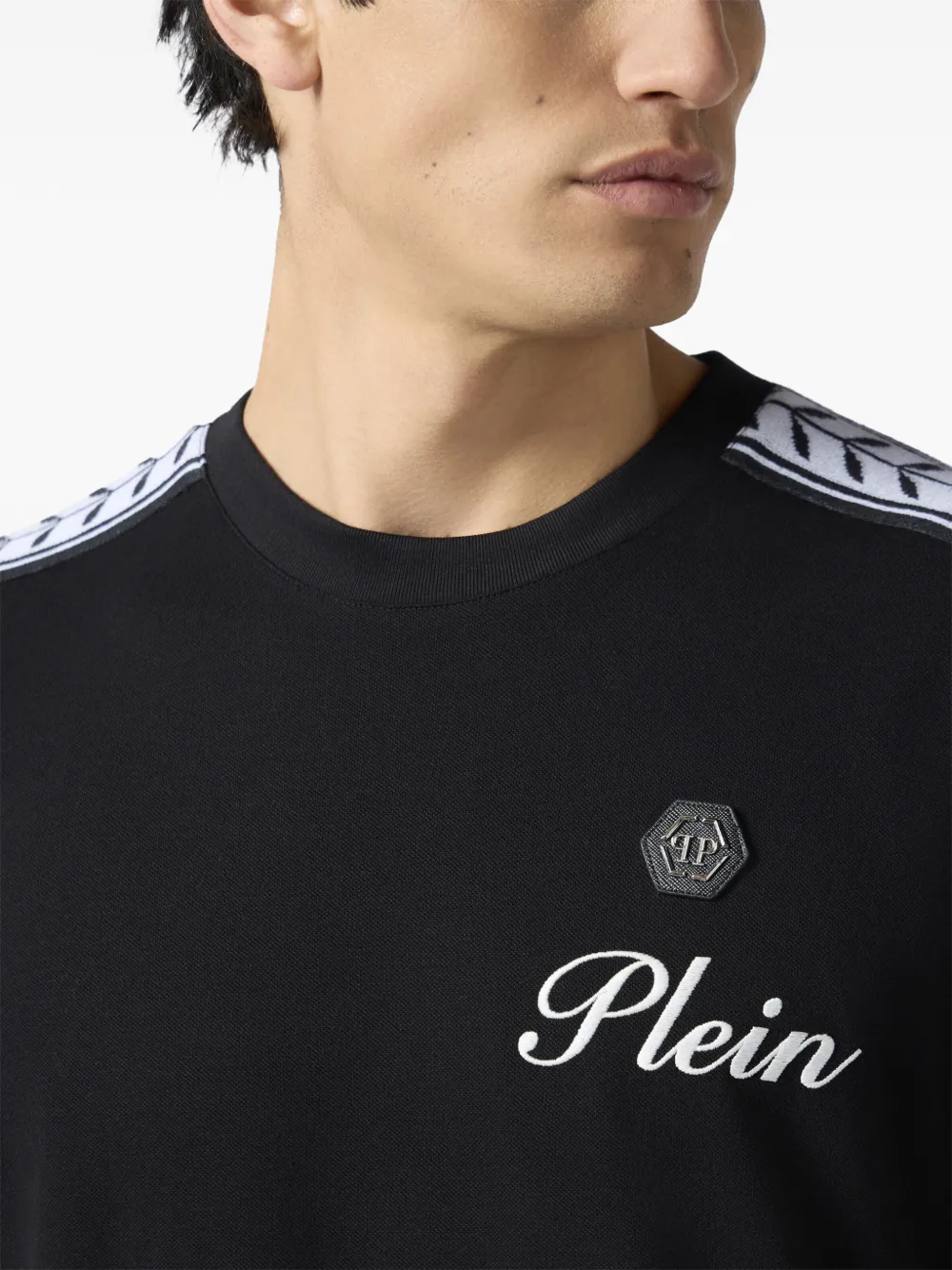 Philipp Plein T-shirt met ronde hals en band Zwart