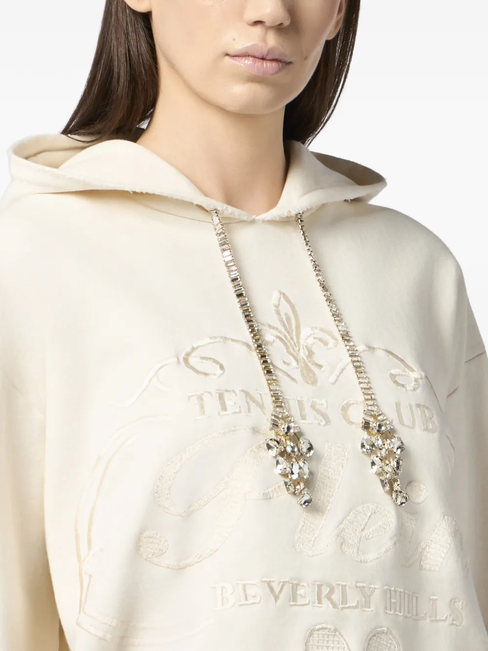 Philipp Plein Hoodie met borduurwerk en verfraaid trekkoord Beige