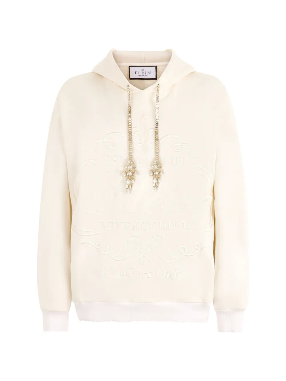 Philipp Plein Hoodie met borduurwerk en verfraaid trekkoord Beige