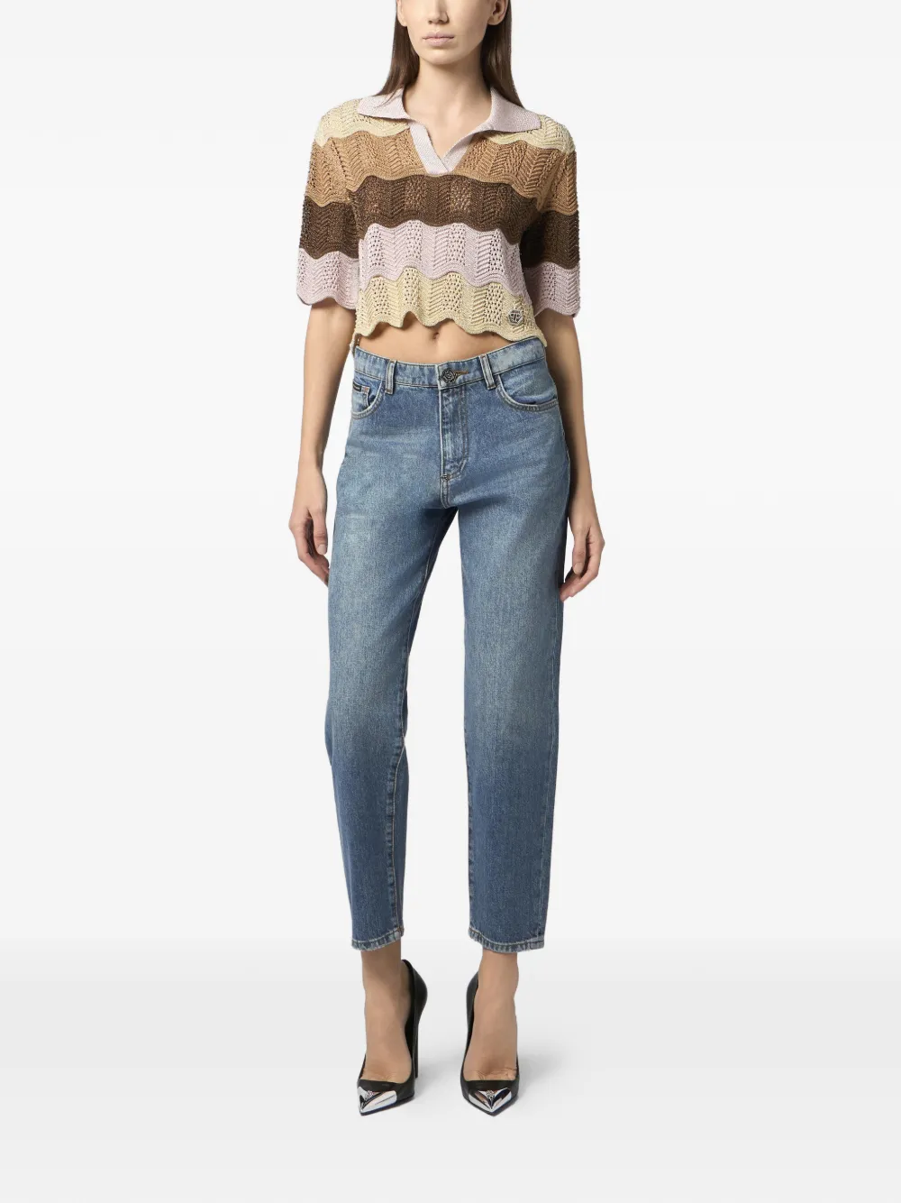 Philipp Plein Top met V-hals Bruin