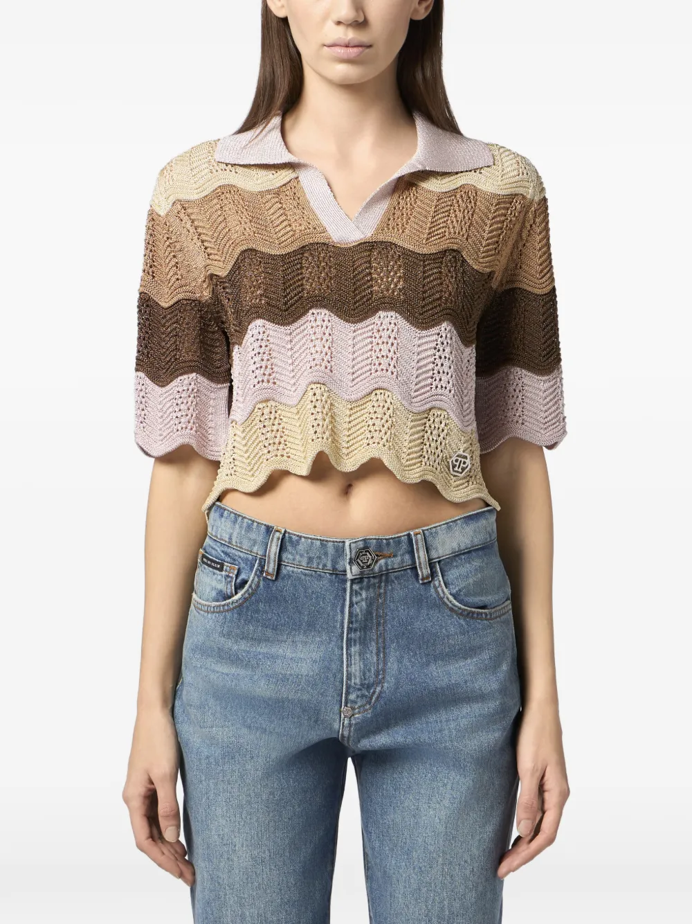 Philipp Plein Top met V-hals Bruin