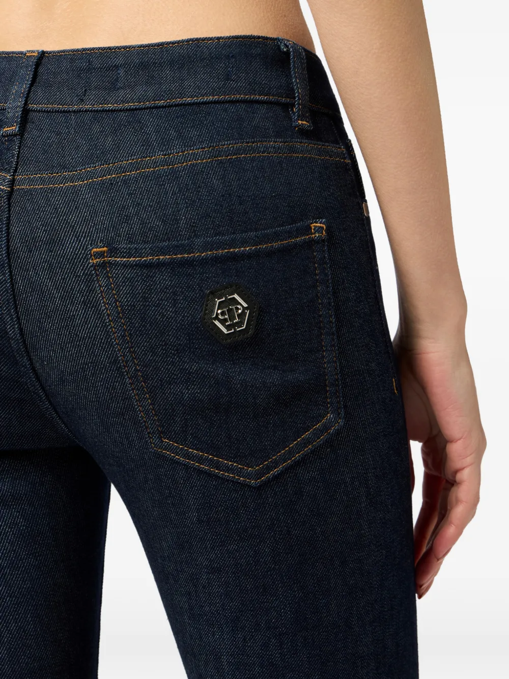 Philipp Plein Jeans met riemlus en knopen Blauw