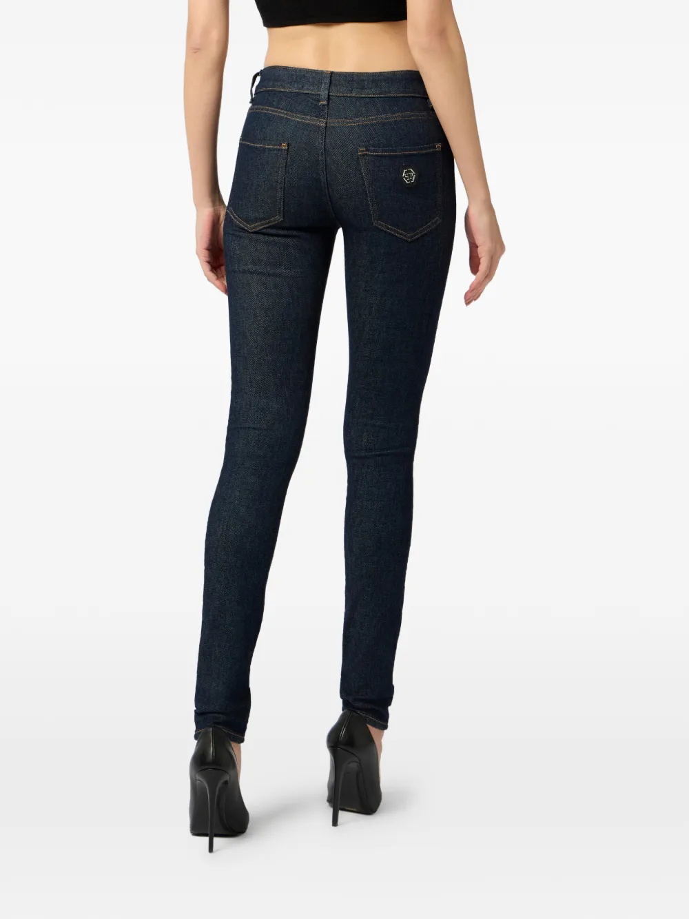 Philipp Plein Jeans met riemlus en knopen Blauw