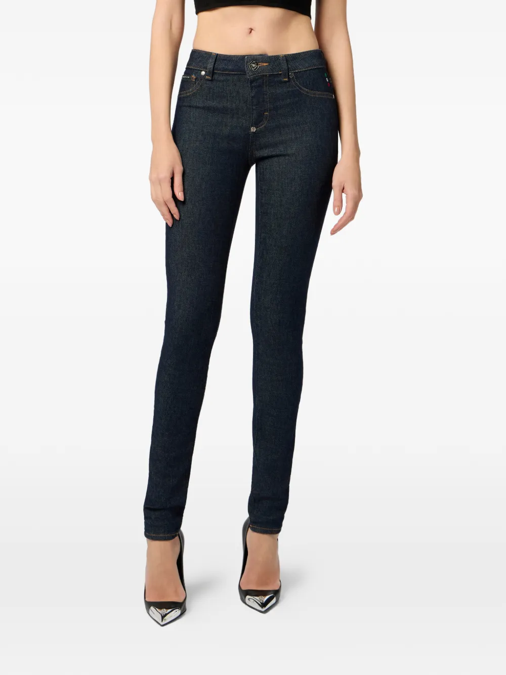 Philipp Plein Jeans met riemlus en knopen Blauw