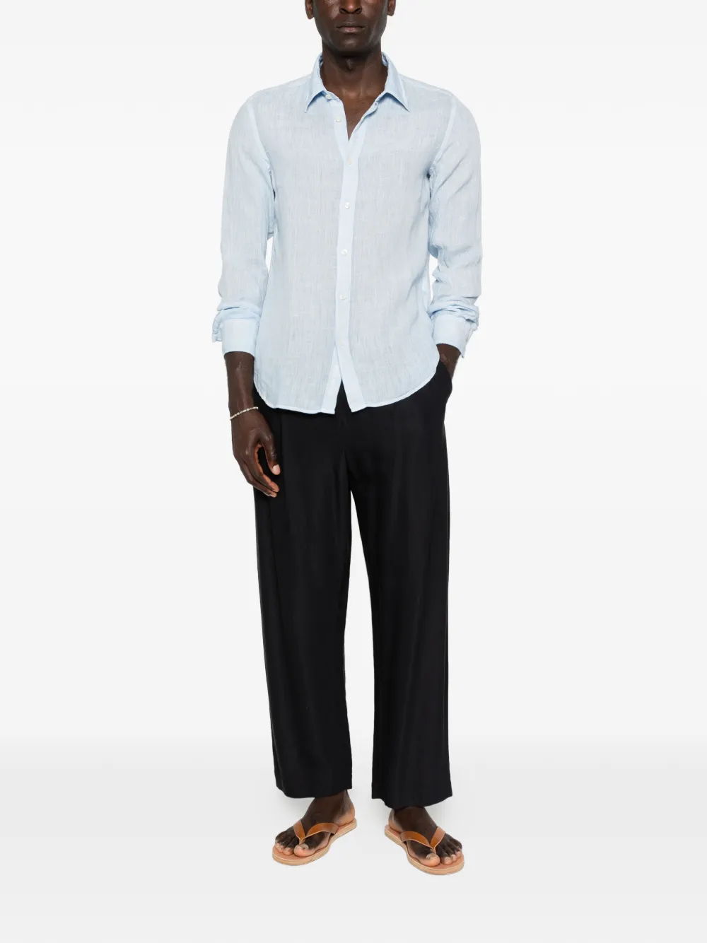 120% Lino ボタン シャツ