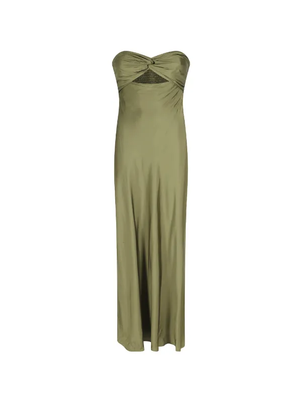 essentiel antwerp green dress Essentiel Antwerp V-neck Flared Maxi Dress | Green