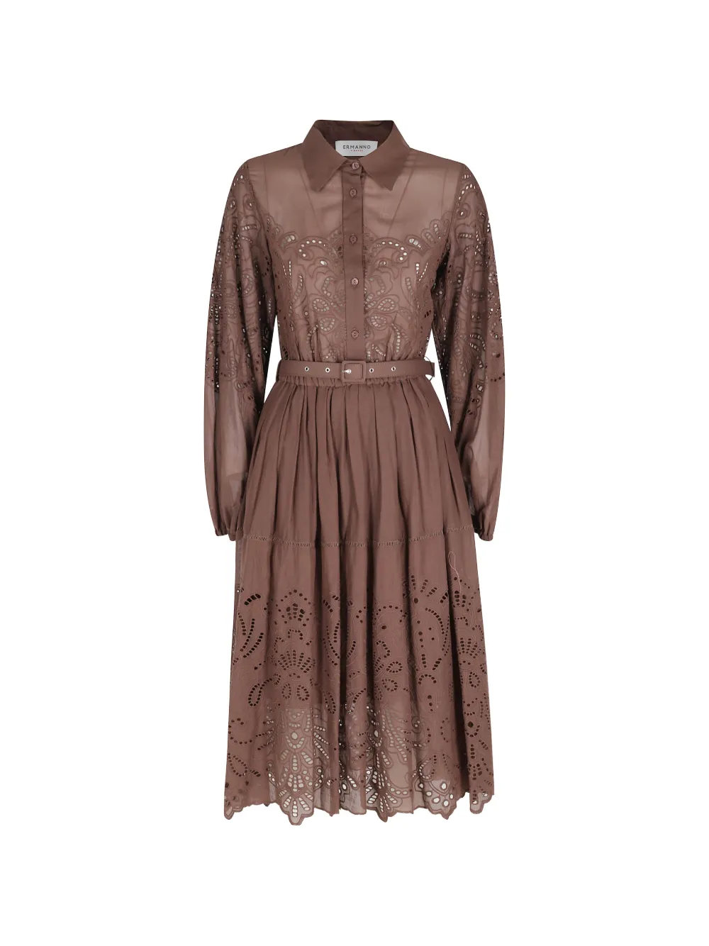 ERMANNO FIRENZE cutout-detail belted midi dress - Marrone
