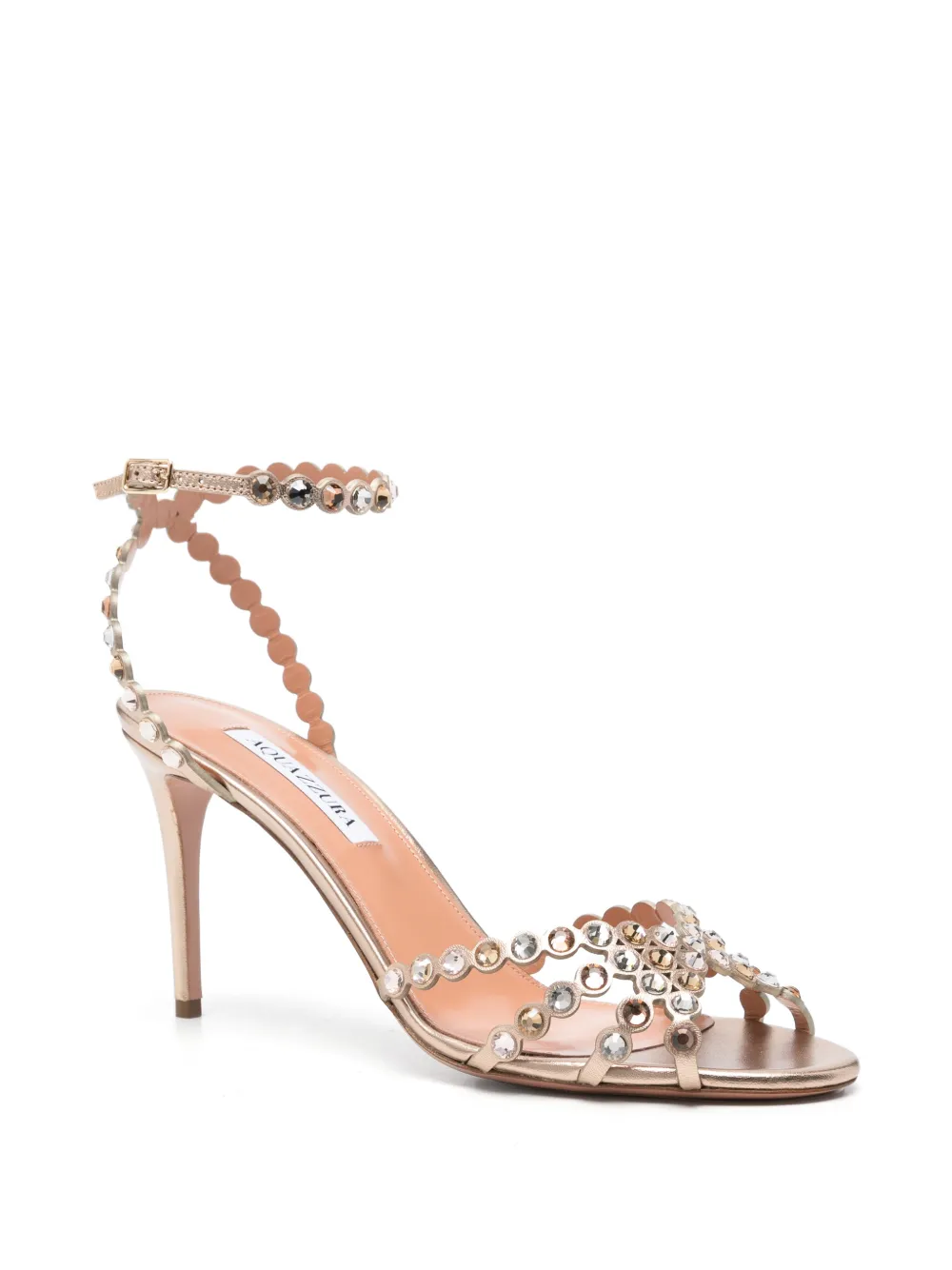 Aquazzura Tequila crystal-embellished heeled sandals Goud