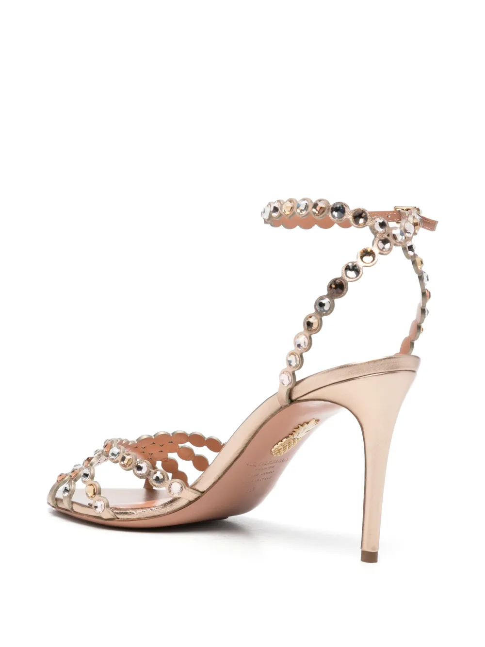 Aquazzura Tequila crystal-embellished heeled sandals Goud