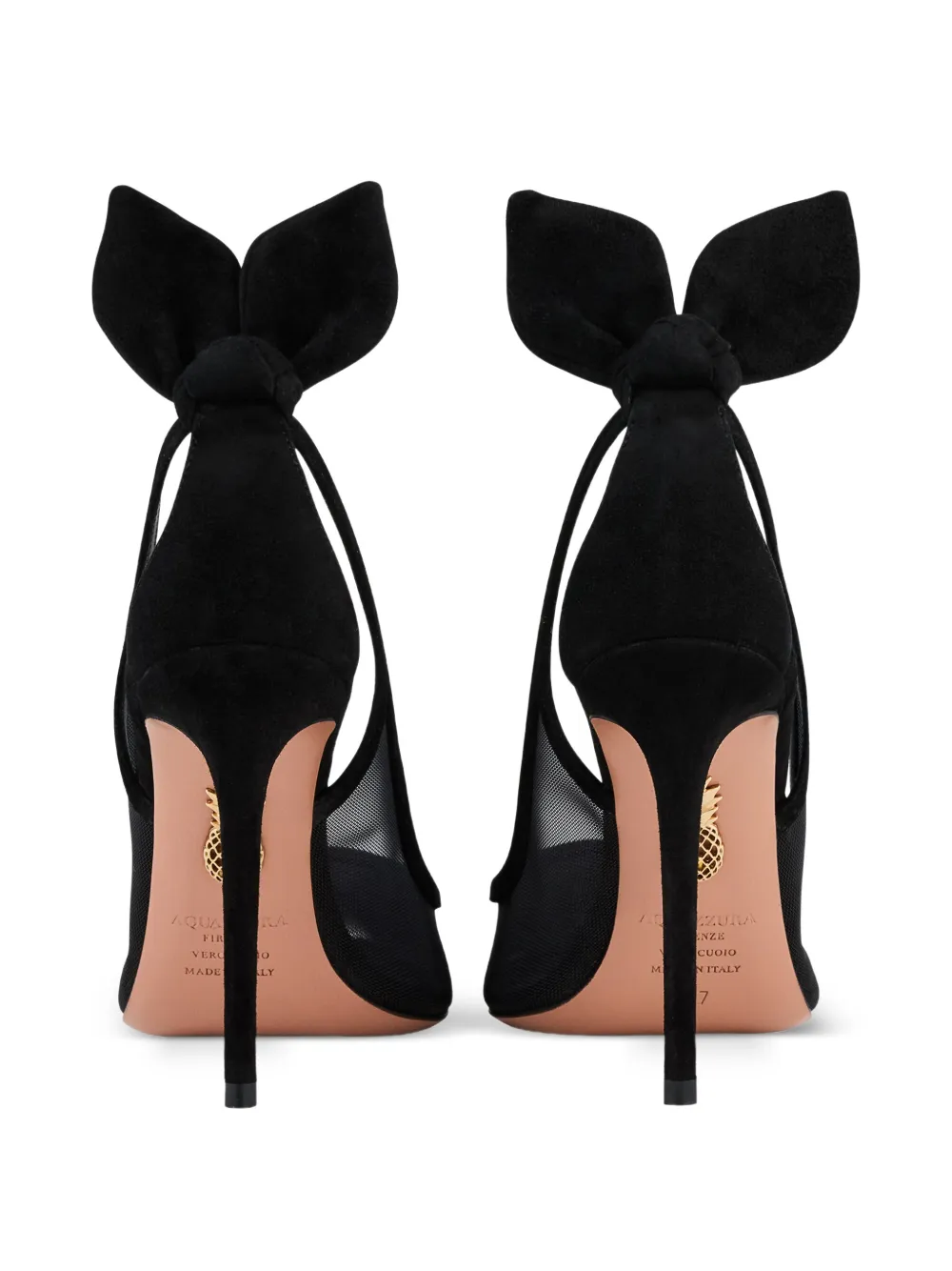 Aquazzura Bow Tie pumps met mesh hak Zwart