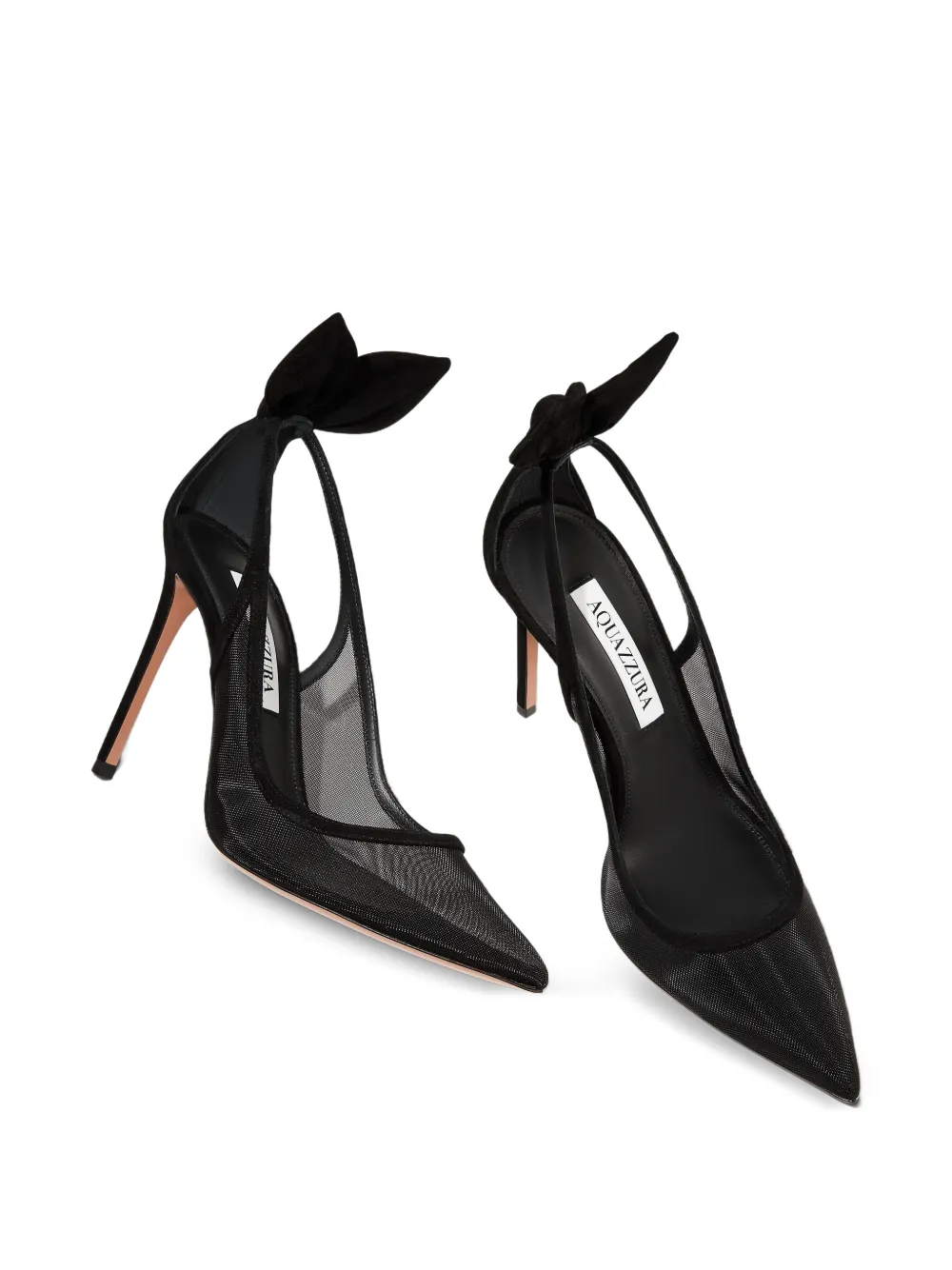 Aquazzura Bow Tie pumps met mesh hak Zwart
