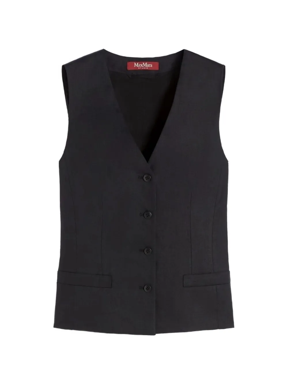 Max Mara Carnet V-neck button linen waistcoat - Black