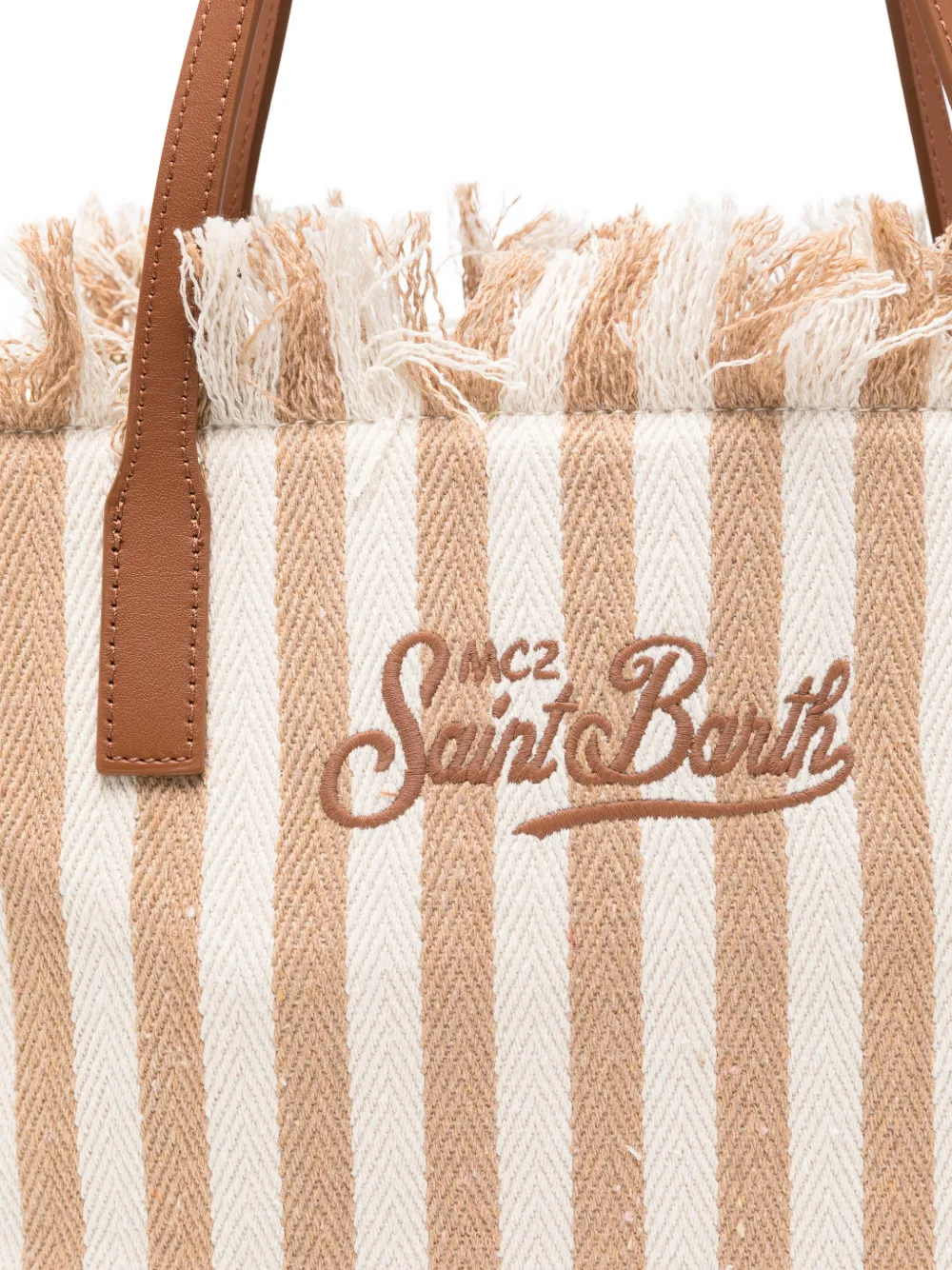  Mc2 Saint Barth Medium City Stripes Beach Bag - Neutrals 