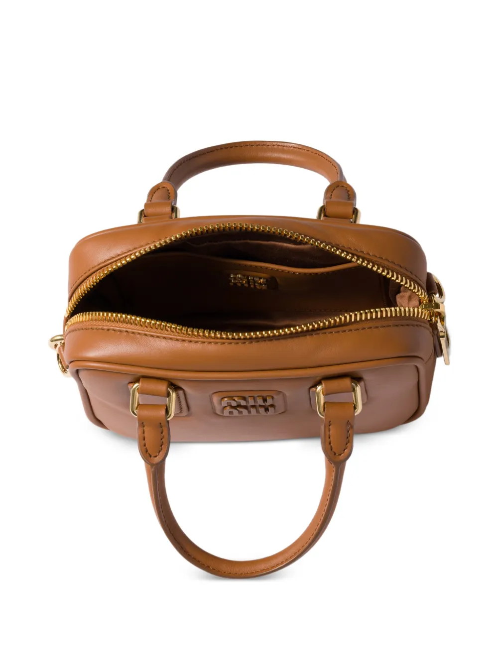 Miu Arco leren shopper Bruin